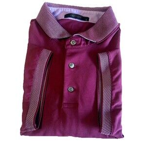 Grayson Polo Golf Shirt Mens L Pima Cotton Plum Performance Geo Short Sleeves